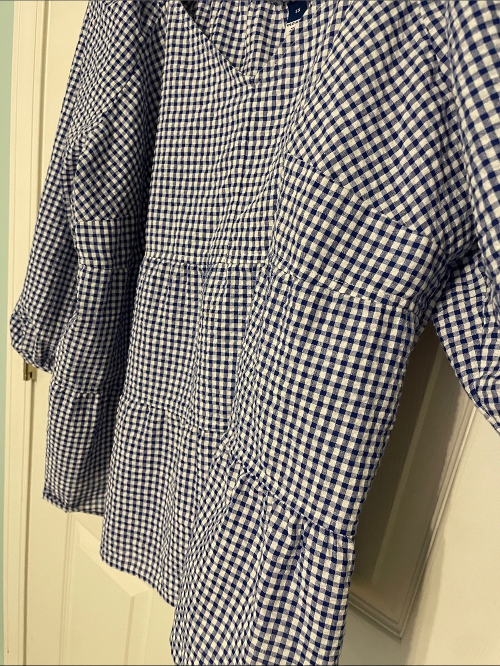 Old Navy Blue Gingham Peasant Tunic - Picture 3 of 3